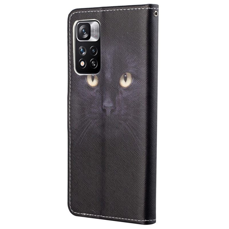 Kotelot Xiaomi Redmi Note 11 Pro 4G / 5G Suojaketju Kuori Black Cat Eyes Hihnalla