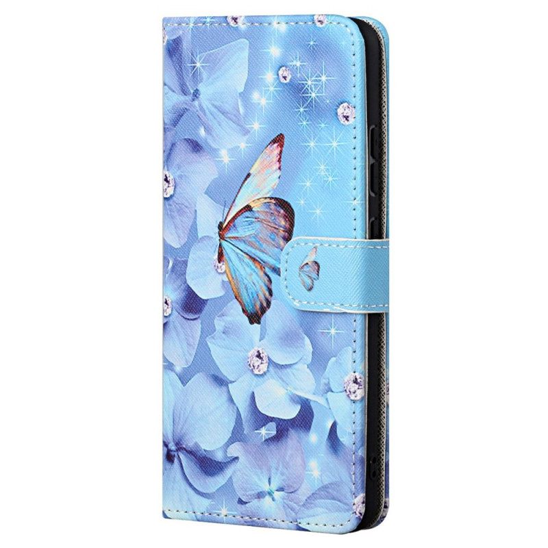 Kotelot Xiaomi Redmi Note 11 Pro 4G / 5G Suojaketju Kuori Diamond Butterflies Hihnalla