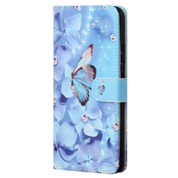 Kotelot Xiaomi Redmi Note 11 Pro 4G / 5G Suojaketju Kuori Diamond Butterflies Hihnalla