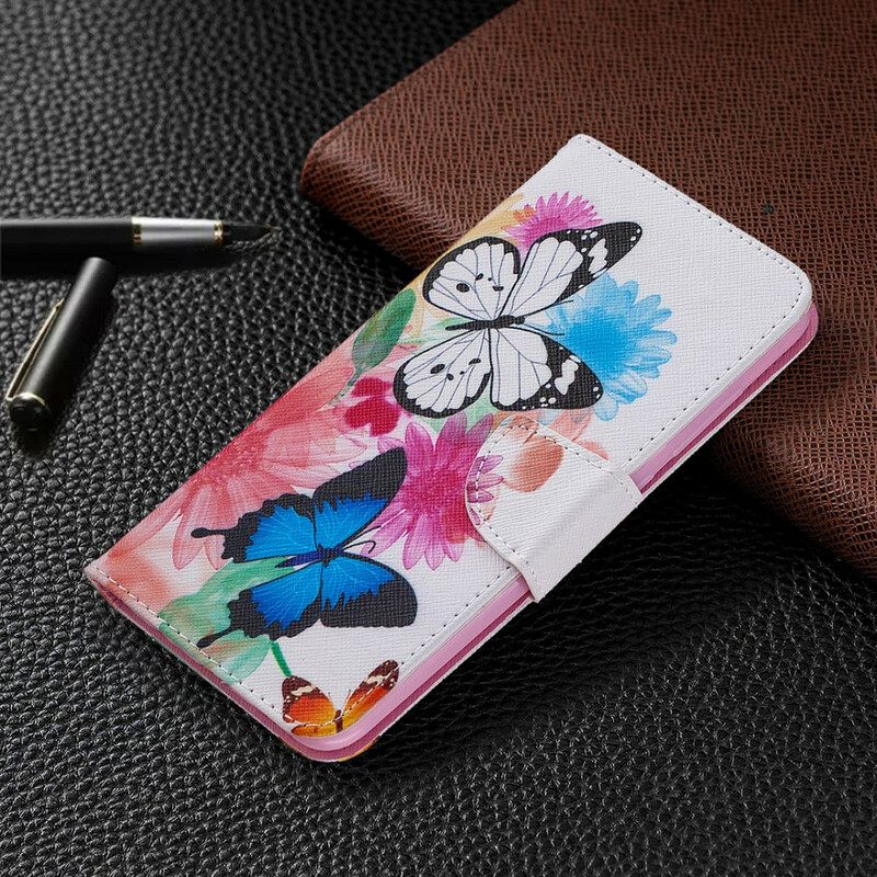 Flip Case Xiaomi Redmi Note 9 Maalatut Perhoset Ja Kukat