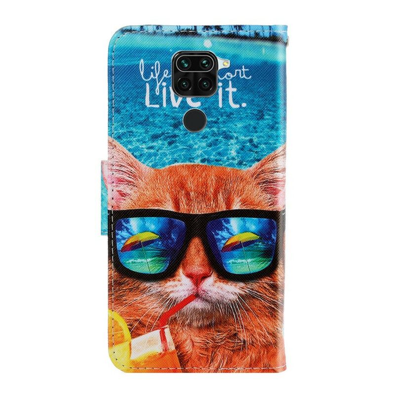 Kotelot Xiaomi Redmi Note 9 Suojaketju Kuori Cat Live It Lanyardissa