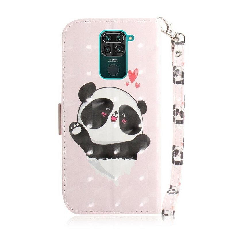 Nahkakotelo Xiaomi Redmi Note 9 Suojaketju Kuori Panda Love In Lanyard