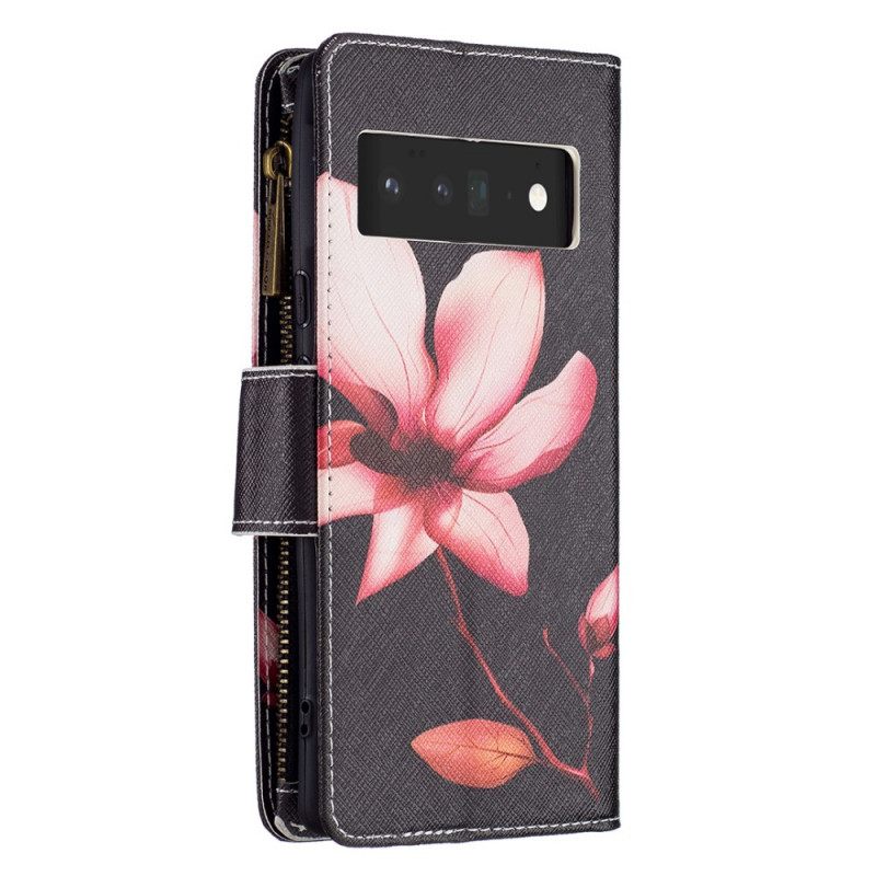 Flip Case Google Pixel 6 Pro Flower Vetoketjullinen Tasku