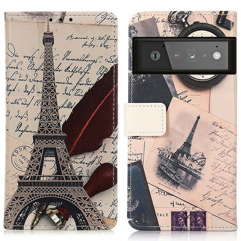 Flip Case Google Pixel 6 Pro Runoilijan Eiffel-torni