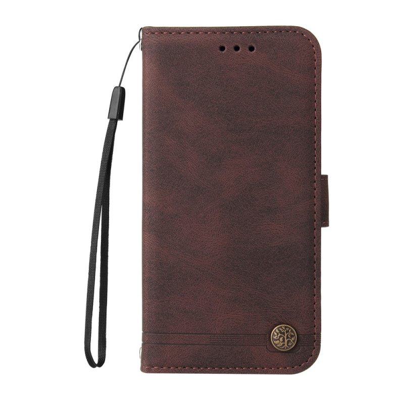 Kotelot Google Pixel 6 Pro Faux Leather Niitti Ja Nauha