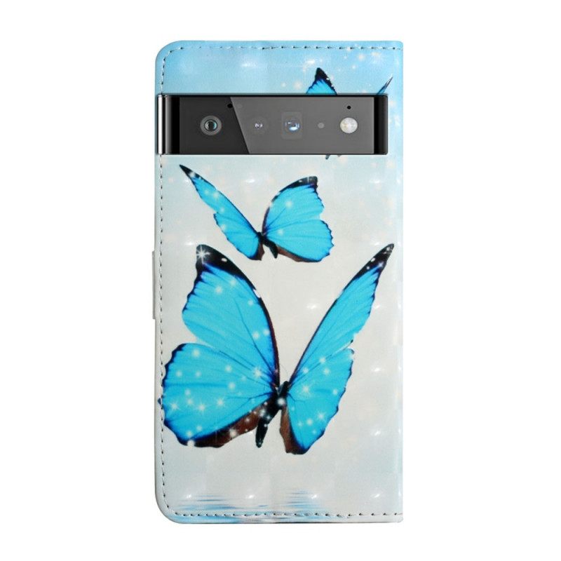 Kotelot Google Pixel 6 Pro Flying Blue Butterflies