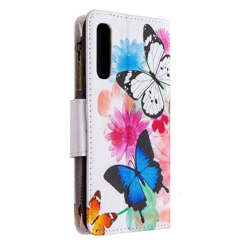 Kotelot Oppo Find X2 Neo Butterflies Vetoketjullinen Tasku