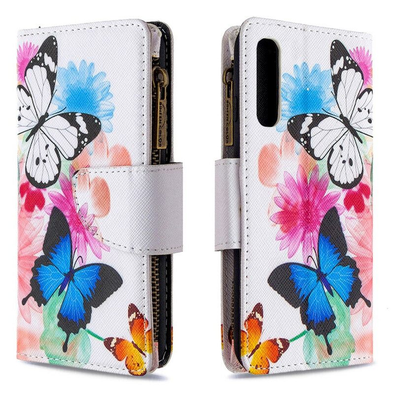 Kotelot Oppo Find X2 Neo Butterflies Vetoketjullinen Tasku