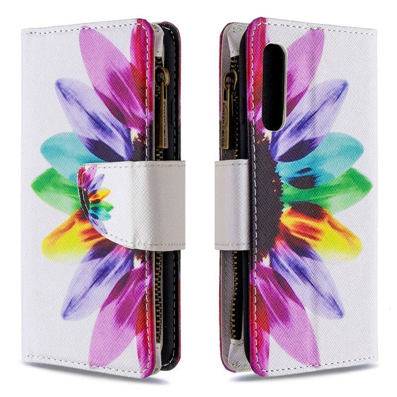 Nahkakotelo Oppo Find X2 Neo Flower Vetoketjullinen Tasku