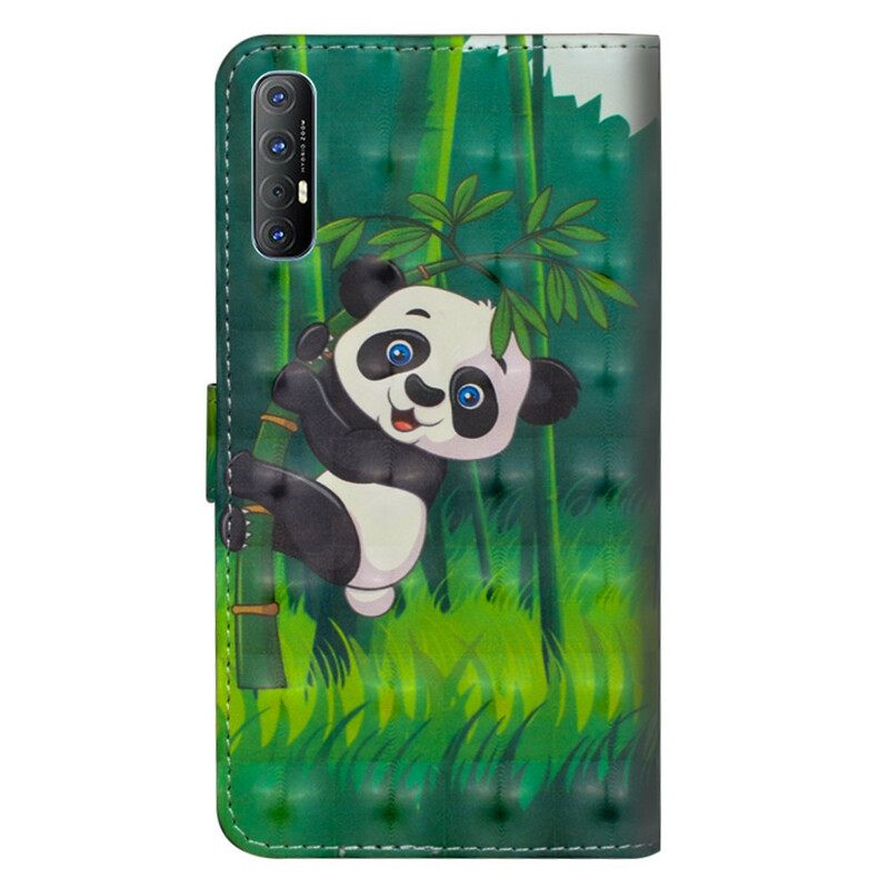 Nahkakotelo Oppo Find X2 Neo Panda Ja Bamboo