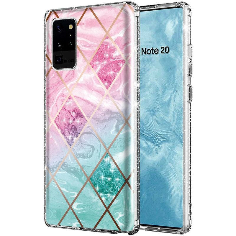 Kuori Samsung Galaxy Note 20 Ultra Marble Glitter Laatoissa