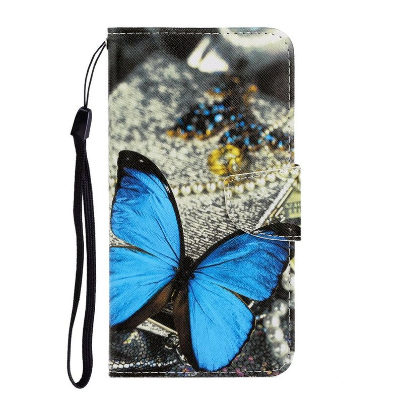 Nahkakotelo Samsung Galaxy Note 20 Ultra Suojaketju Kuori Butterfly Strap Muunnelmia