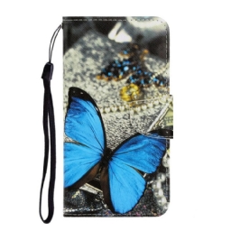 Nahkakotelo Samsung Galaxy Note 20 Ultra Suojaketju Kuori Butterfly Strap Muunnelmia