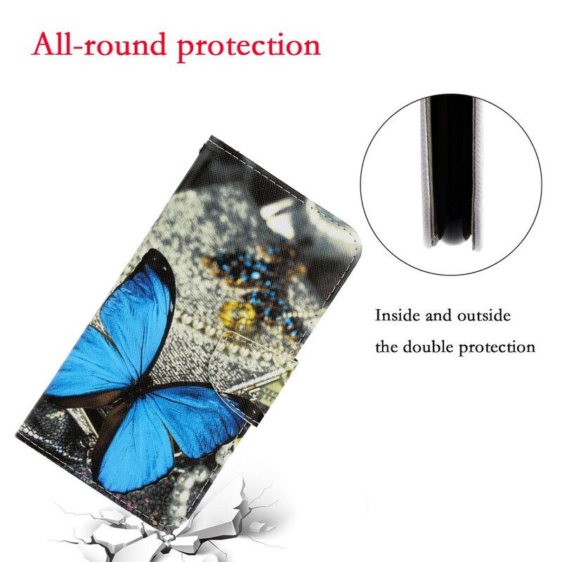 Nahkakotelo Samsung Galaxy Note 20 Ultra Suojaketju Kuori Butterfly Strap Muunnelmia