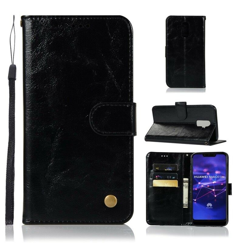 Kotelot Huawei Mate 20 Lite Suojaketju Kuori Vintage Leather Effect Strappy