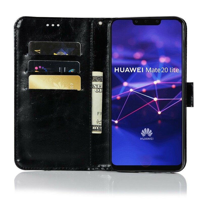 Kotelot Huawei Mate 20 Lite Suojaketju Kuori Vintage Leather Effect Strappy