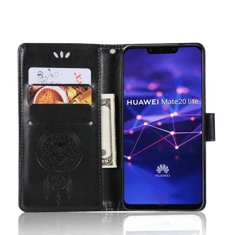 Nahkakotelo Huawei Mate 20 Lite Nahkaefekti Catcher Dreams Owl