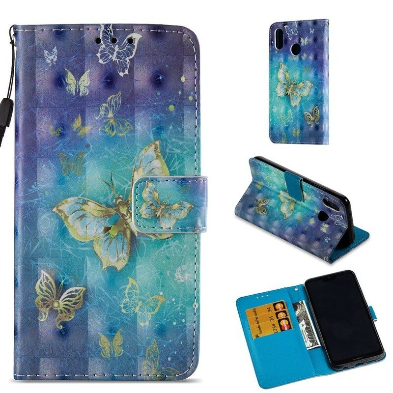 Flip Case Huawei P20 Lite 3d Golden Butterflies