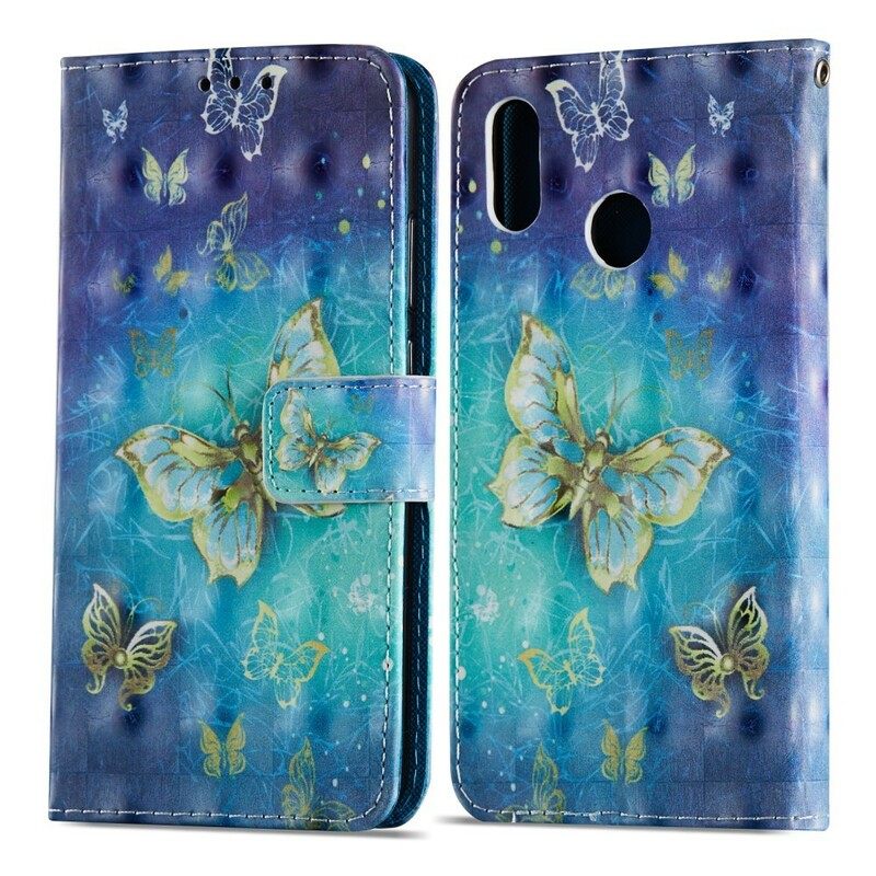 Flip Case Huawei P20 Lite 3d Golden Butterflies