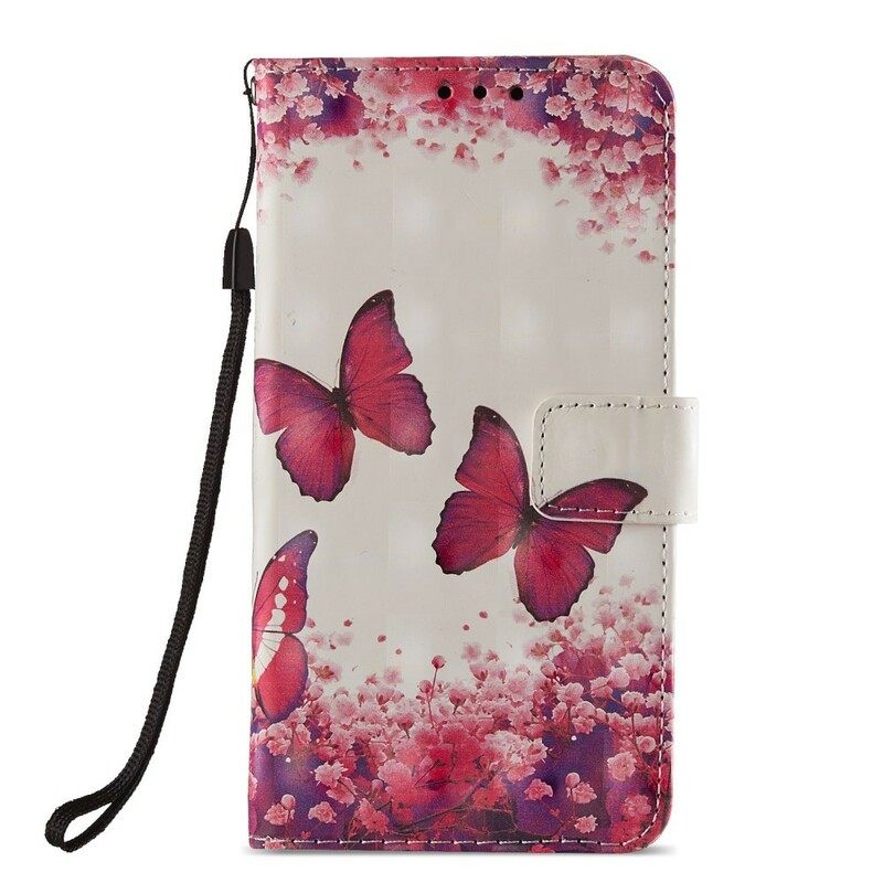 Flip Case Huawei P20 Lite 3d Red Butterflies