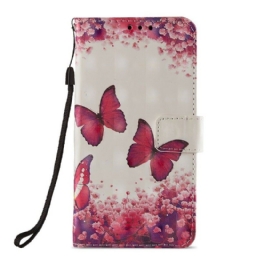 Flip Case Huawei P20 Lite 3d Red Butterflies