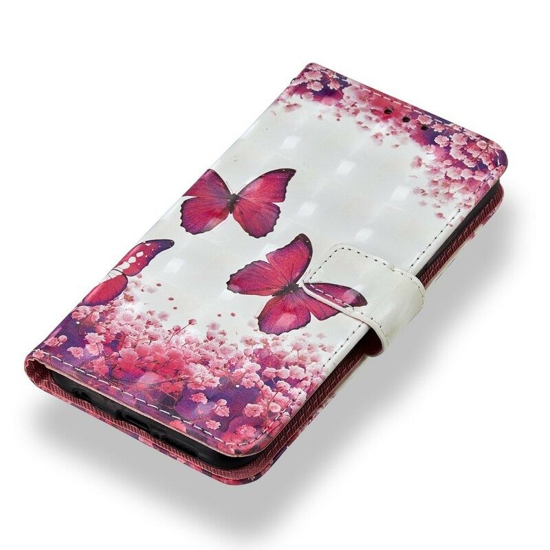 Flip Case Huawei P20 Lite 3d Red Butterflies