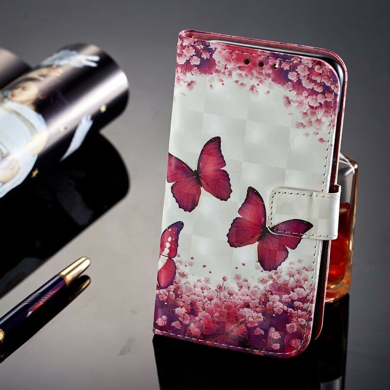 Flip Case Huawei P20 Lite 3d Red Butterflies