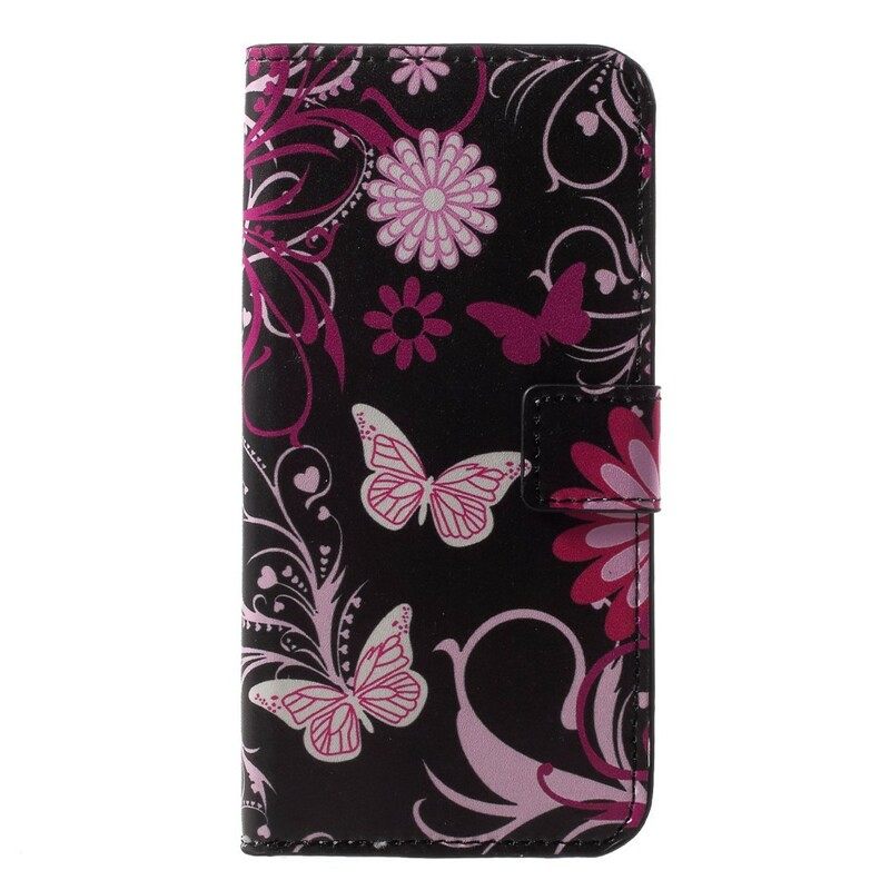 Flip Case Huawei P20 Lite Perhosia Ja Kukkia