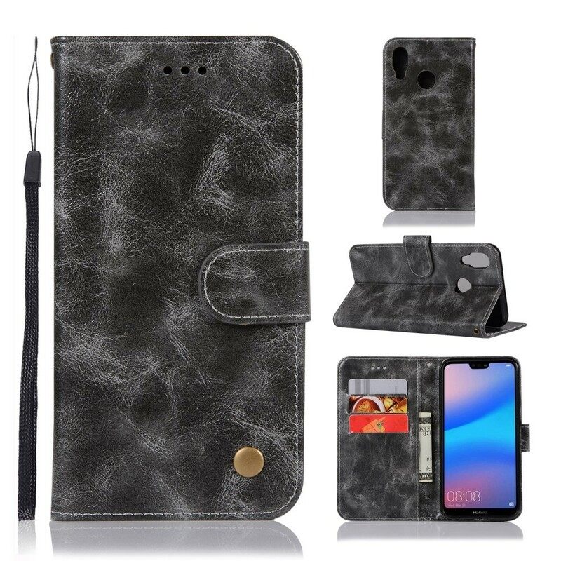 Kotelot Huawei P20 Lite Suojaketju Kuori Vintage Leather Effect Strappy