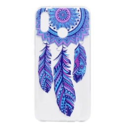 Kuori Huawei P20 Lite Transparent Dream Catcher Blue Feathers