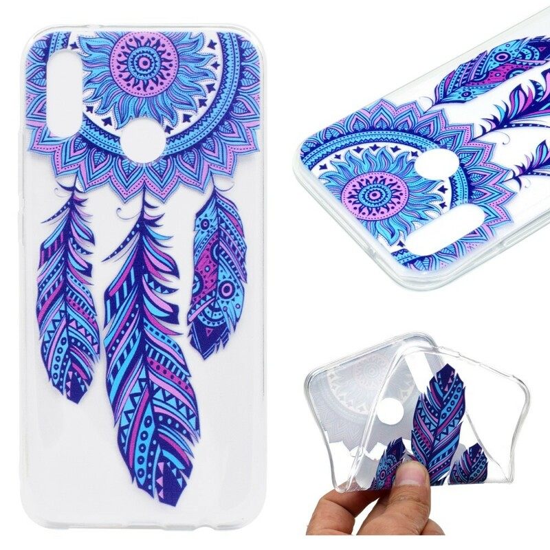 Kuori Huawei P20 Lite Transparent Dream Catcher Blue Feathers