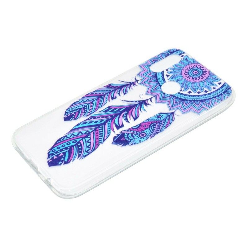 Kuori Huawei P20 Lite Transparent Dream Catcher Blue Feathers