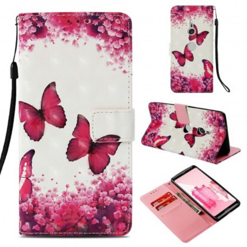 Kotelot Sony Xperia XZ3 3d Red Butterflies