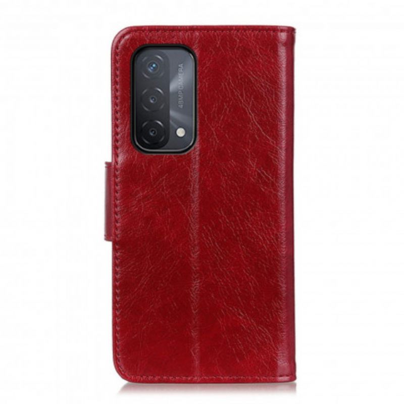 Flip Case Oppo A54 5G / A74 5G Haljattu Nappanahka