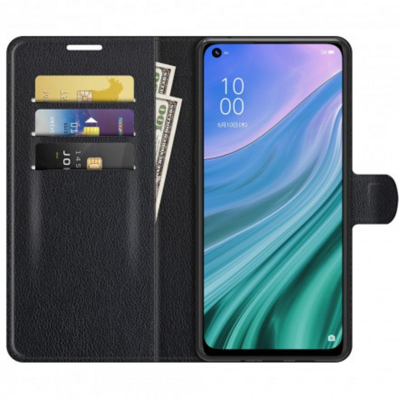 Nahkakotelo Oppo A54 5G / A74 5G Classic Litchi Faux Leather