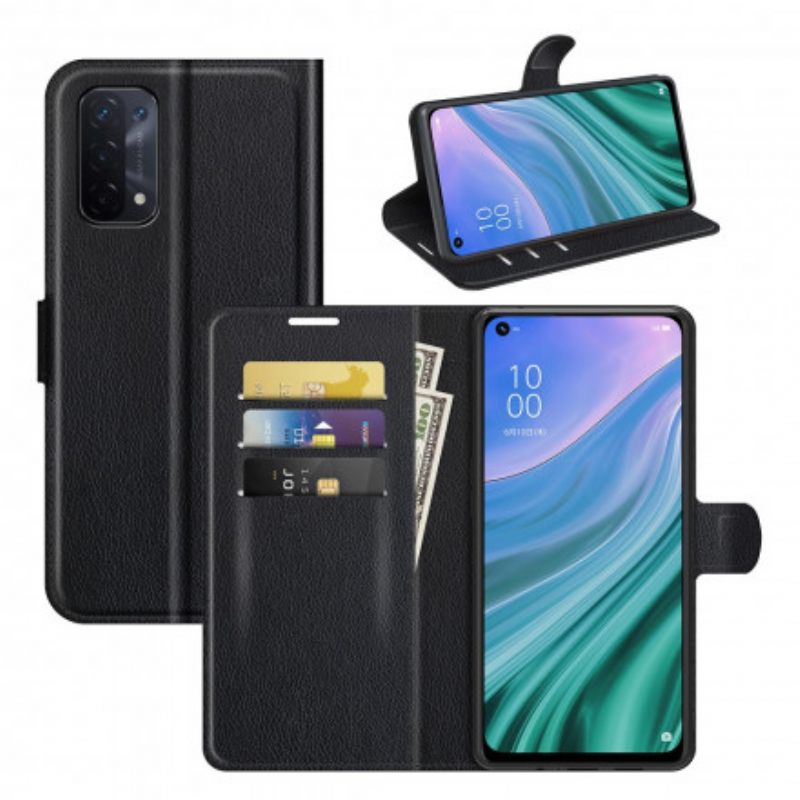 Nahkakotelo Oppo A54 5G / A74 5G Classic Litchi Faux Leather