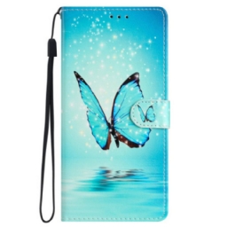 Kotelot Samsung Galaxy S24 Plus 5g Blue Butterfly Lanyard Flightissa