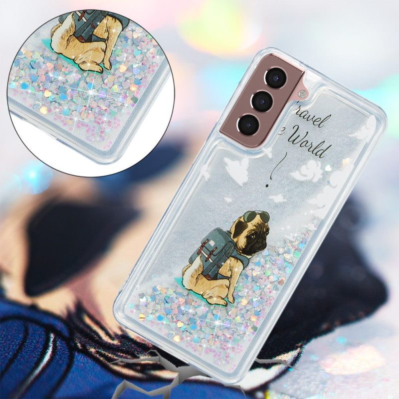 Kuori Samsung Galaxy S24 Plus 5g Liquid Glitter Dog Suojakuori