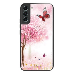 Kuori Samsung Galaxy S24 Plus 5g Tempered Glass Cherry Blossoms