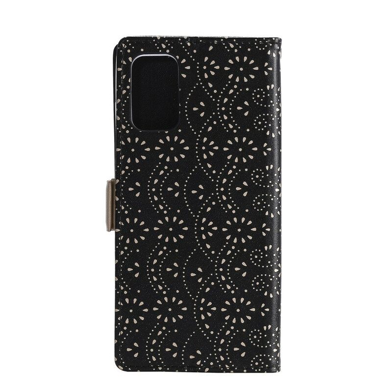 Flip Case Samsung Galaxy S20 Suojaketju Kuori Lace Strap Kolikkokukkaro