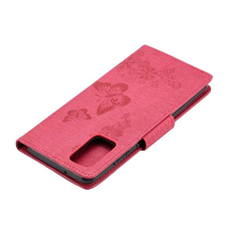 Flip Case Samsung Galaxy S20 Vain Perhosia Kaulanauhalla