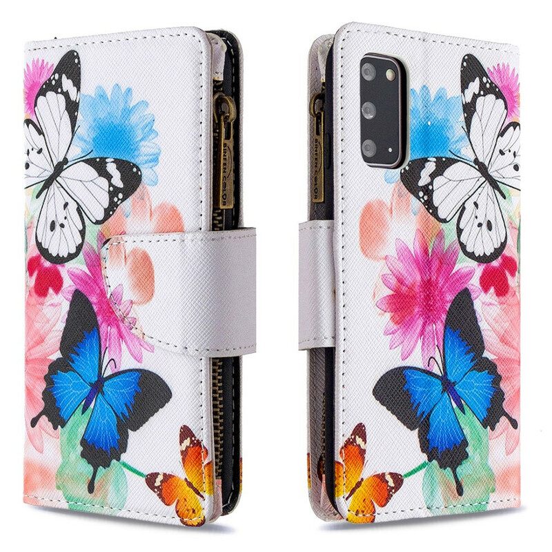 Kotelot Samsung Galaxy S20 Butterflies Vetoketjullinen Tasku