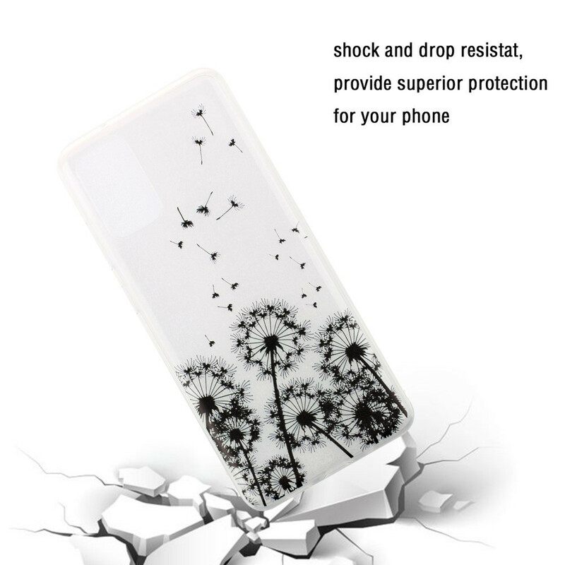 Kuori Samsung Galaxy S20 Transparent Black Dandelions