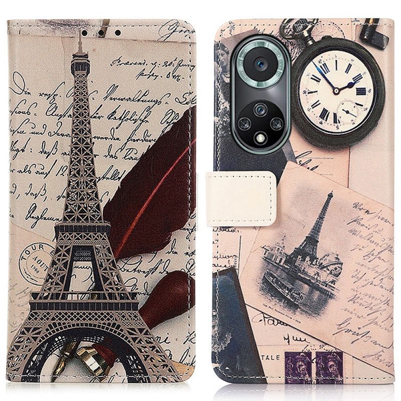 Flip Case Huawei Nova 9 Pro / Honor 50 Pro Runoilijan Eiffel-torni