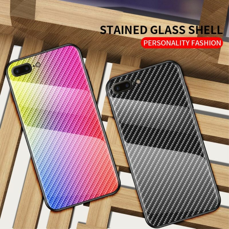 Kuori iPhone 8 Plus / 7 Plus Carbon Fibre Plus Karkaistu Lasi