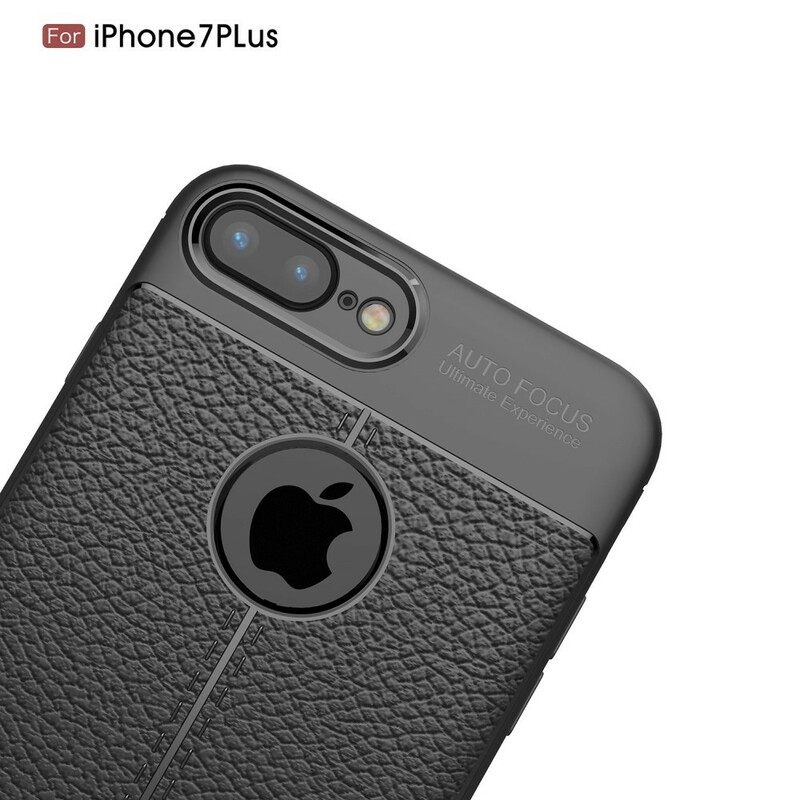 Kuori iPhone 8 Plus / 7 Plus Nahkaefekti Litsi Kaksinkertainen Linja