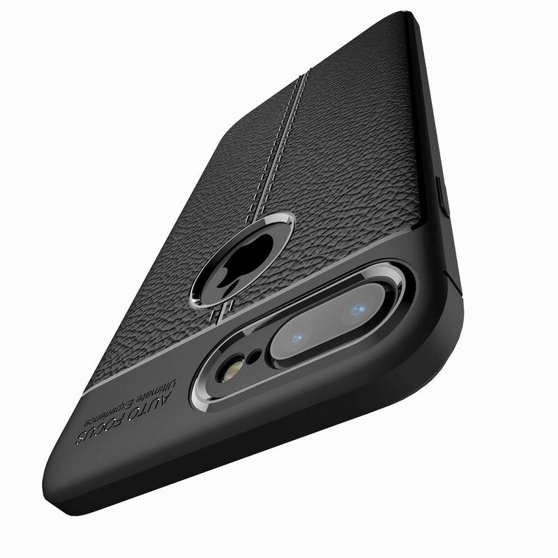 Kuori iPhone 8 Plus / 7 Plus Nahkaefekti Litsi Kaksinkertainen Linja