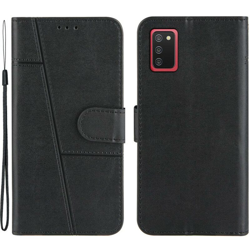 Kotelot Samsung Galaxy A02s Suojaketju Kuori Leather Effect Geo Strappy