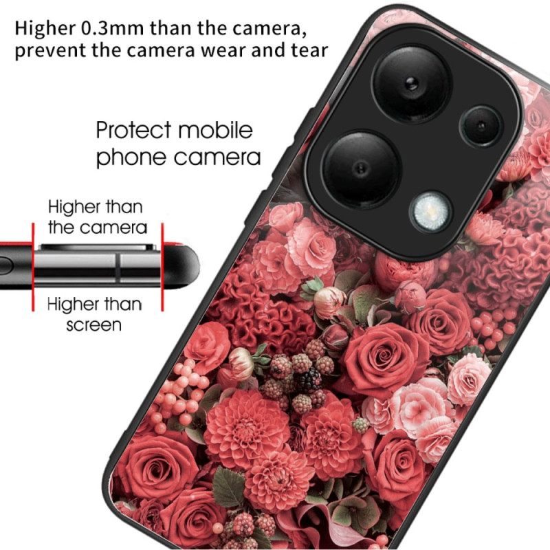 Case Xiaomi Redmi Note 13 Pro 4g Puhelinkuoret Karkaistua Lasia Punaisia Ja Vaaleanpunaisia Kukkia