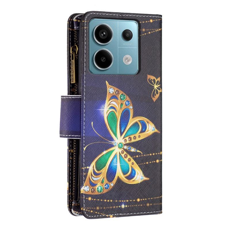 Kotelot Xiaomi Redmi Note 13 Pro 4g Puhelinkuoret Strass Butterfly -lompakko Hihnalla